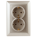 4-205-04  Розетка Intro Solo 4-205-04 с заземлением двойная 2X2P+E Schuko 16А-250В IP20 СУ шампань