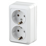 2Э-204-01  Розетка Intro Quadro 2Э-204-01 двойная с заземлением 2х2P+E Schuko, 16А-250В, IP20, ОУ, без монтажной пластины, белый