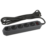 USF-5es-5m-B  Сетевой фильтр ЭРА  USF-5es-5m-B с базовой защитой с заземлением с выключателем 5 розе