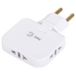 SPF-3-FL  Разветвитель электрический ЭРА SPF-3-FL поворотный на 3 розетки 10А белый