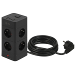 TWR-8es-1,5m-4USB-B  Сетевой фильтр ЭРА TWR-8es-1,5m-4USB-B башня с защитой заземлением с выключател