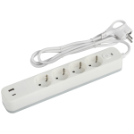 USF-4es-3m-2xUSBAC-W  Сетевой фильтр ЭРА USF-4es-3m-2xUSBAC-W с базовой защитой с заземлением с выкл