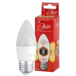 ECO LED B35-8W-827-E27 R  Лампа светодиодная ЭРА RED LINE ECO LED B35-8W-827-E27 8Вт свеча теплый бе