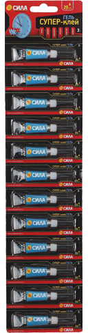 Супер-клей СИЛА SSGBL12-3 ГЕЛЬ 3 г лента 12 шт.