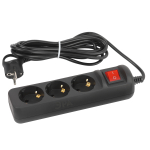 UX-3es-5m-B  Удлинитель электрический ЭРА UX-3es-5m-B с заземлением с выключателем 3 розетки 5м ПВС 