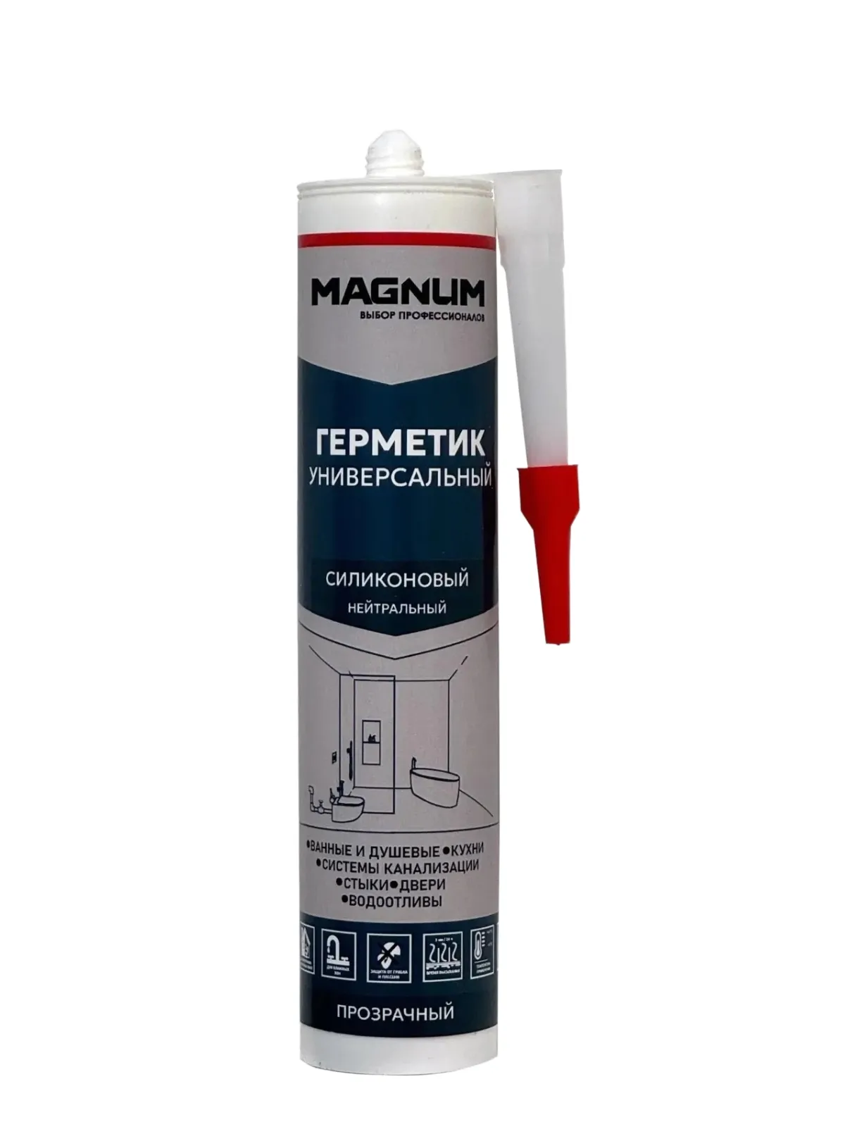 Герметик силиконовый MAGNUM нейтральный структурный, бесцветный, 280 мл