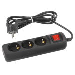 UX-3es-1,5m-B  Удлинитель электрический ЭРА UX-3es-1,5m-B с заземлением с выключателем 3 розетки 1,5