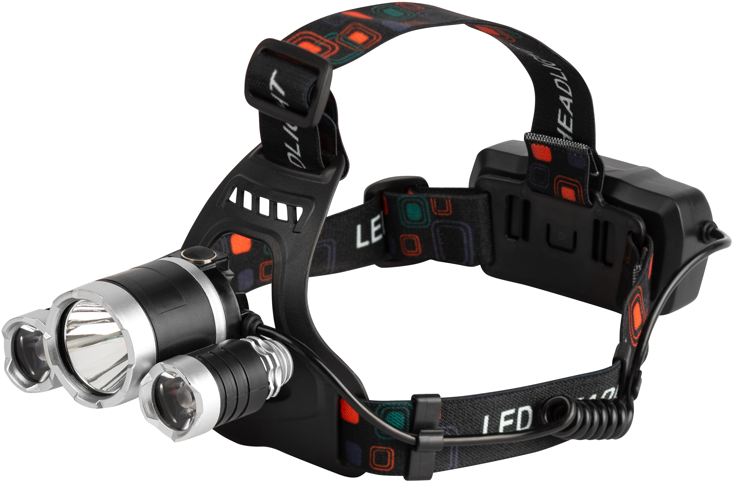 Фонарь налобный светодиодный Трофи GA-106 аккумуляторный 4 режима трехламповый High Power Headla