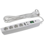 SFU-5es-2m-W  Сетевой фильтр ЭРА  SFU-5es-2m-W с надежной защитой с заземлением с выключателем 5 роз