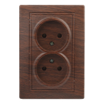 1-204-10  Розетка Intro Plano 1-204-10 без заземления двойная 2х2P 16А-250В IP20 СУ венге