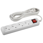 U-4s-5m-2x1  Удлинитель электрический ЭРА  U-4s-5m-2x1 без заземления c выключателем 4 розетки 5 м П