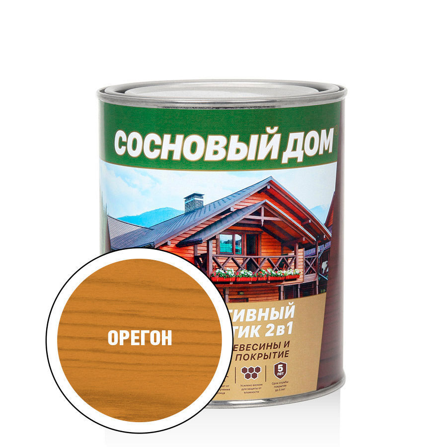 СОСНОВЫЙ ДОМ Декоративно-защитный состав для древесины орегон (0,8л; 6шт)*