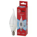 LED BXS-8W-840-E14 R  Лампа светодиодная ЭРА RED LINE LED BXS-8W-840-E14 R 8Вт свеча на ветру нейтра