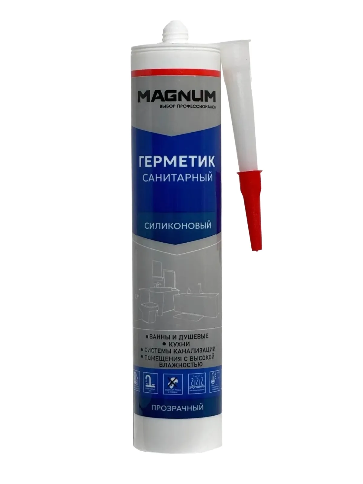 Герметик силиконовый MAGNUM санитарный, бесцветный, 280 мл