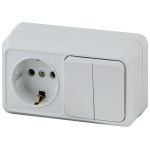 2-702-01  Блок розетка с выключателем Intro Quadro 2-702-01 двойным горизонтальный 10-16-А-250В IP20 ОУ белый