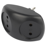 SPx-2-B  Разветвитель электрический ЭРА SPx-2-B на 2 розетки без заземления 10А черный