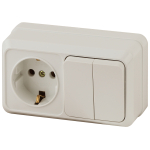 2-702-02  Блок розетка с выключателем Intro Quadro 2-702-02 двойным горизонтальный 10-16-А-250В IP20 ОУ слоновая кость