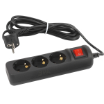 UX-3es-3m-B  Удлинитель электрический ЭРА UX-3es-3m-B с заземлением с выключателем 3 розетки 3 м ПВС