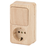 2-705-11  Блок розетка с выключателем Intro Quadro 2-705-11 вертикальный 10-16-А-250В IP20 ОУ сосна