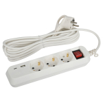 UB-3es-5m-USB  Удлинитель электрический ЭРА UB-3es-5m-USB c заземлением с выключателем 3 розетки + 1