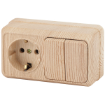 2-702-11  Блок розетка с выключателем Intro Quadro 2-702-11 двойным горизонтальный 10-16-А-250В IP20 ОУ сосна