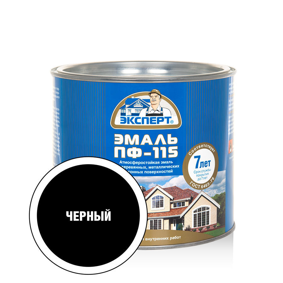 ЭКСПЕРТ Эмаль ПФ-115 глянц черная (1,8кг; 6шт)