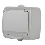 5-201-03  Розетка Intro Atlantic 5-201-03 с заземлением 2P+E Schuko 16А-250В IP54 ОУ серый