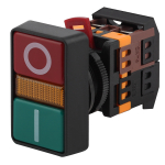 BBD20-PPBB-K51E  Кнопка ЭРА BBD20-PPBB-K51E РPВВ-30N I-O d30мм неон 240В 1з+1р