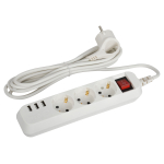 U-3es-3m-USB  Удлинитель электрический ЭРА U-3es-3m-USB c заземлением с выключателем 3 розетки + 3xU