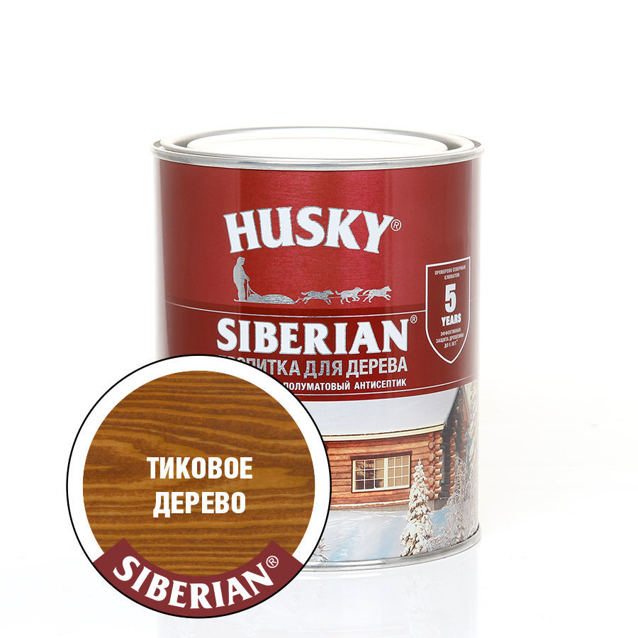 HUSKY SIBERIAN «Пропитка для дерева» полуматовая тиковое дерево* (0,9л; 6шт)