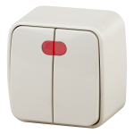 3-105-02  3-105-02 Intro Выключатель двойной с подсветкой, 10А-250В, IP20, ОУ, Polo, сл.кость