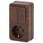 2-706-10  Блок розетка с выключателем Intro Quadro 2-706-10 двойным вертикальный 10-16-А-250В IP20 ОУ венге