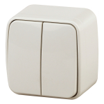 3-104-02  3-104-02 Intro Выключатель двойной, 10А-250В, IP20, ОУ, Polo, сл.кость