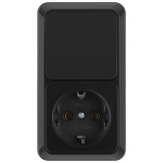 2-705-05  Блок розетка с выключателем Intro Quadro 2-705-05 вертикальный 10-16-А-250В IP20 ОУ антрацит