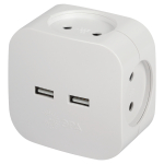 SP-4-USB-W  Разветвитель электрический ЭРА SP-4-USB-W на 4 розетки + 2xUSB 2400mA без заземления 10А