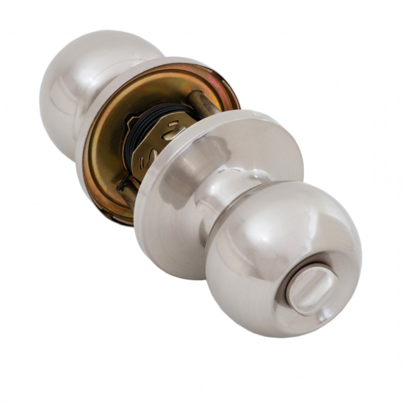 Ручка-защёлка круглая  VЕTTORE  A6072 BK SN (поворотник-заглушка)  (Сатин)