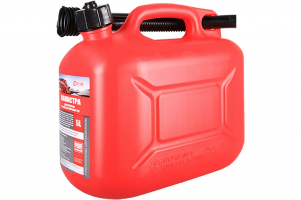 3TON  Канистра  5л КРАСНАЯ для топлива в комплекте с крышкой и лейкой
