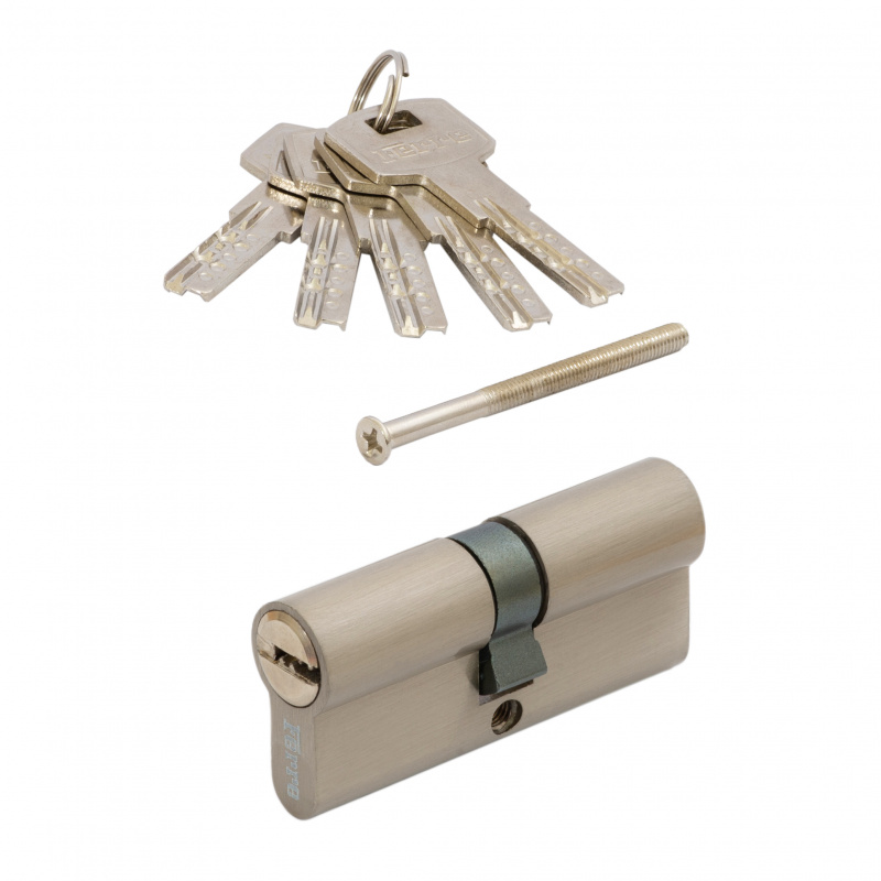 Цилиндровый механизм  VЕTTORE ZN M60 Z NI (30*30), 5 ключей (Никель)