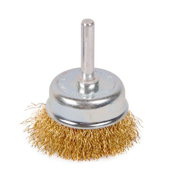 2302082 Щетка-крацовка чашечная, латун. витая проволока, для дрели, 65мм, T4P