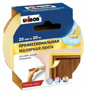 Профессиональная малярная лента UNIBOB для окон 25мм х 25м (желтая)