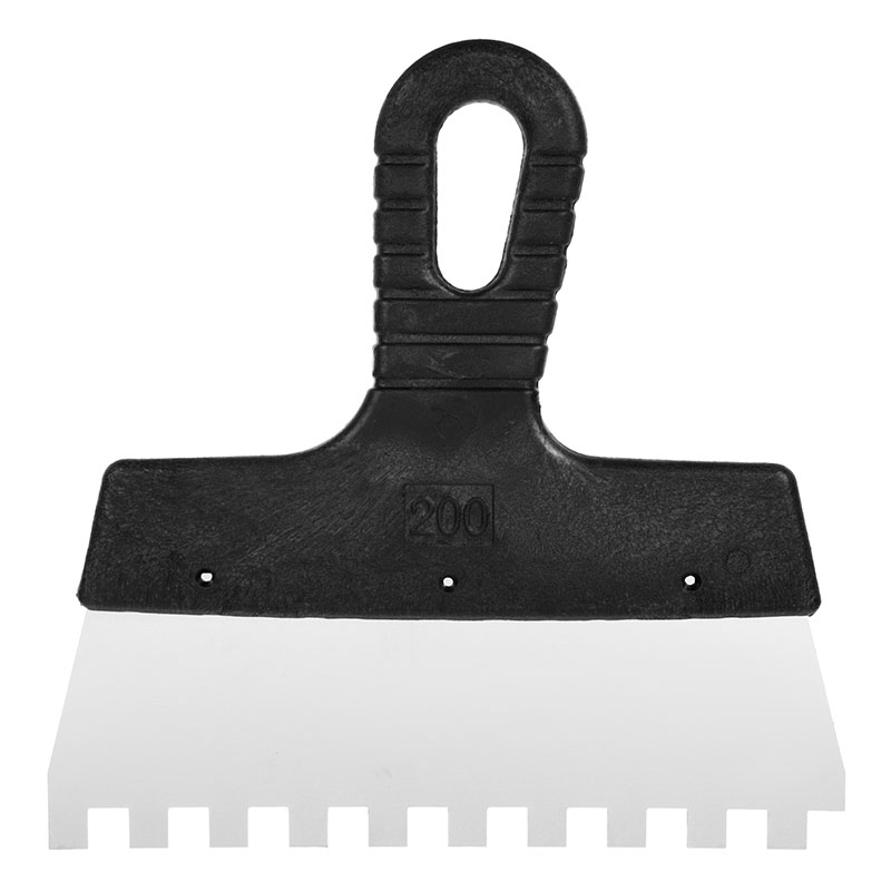 1205116 Шпатель малярный зубчатый 200мм, зуб 10х10мм, 12 Россия KORVUS