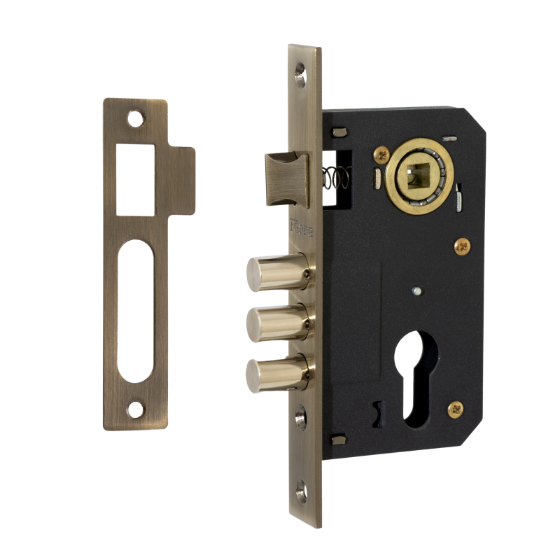 Замок врезной под евроцилиндр  VЕTTORE 9011 SR-3R AB  (Бронза)